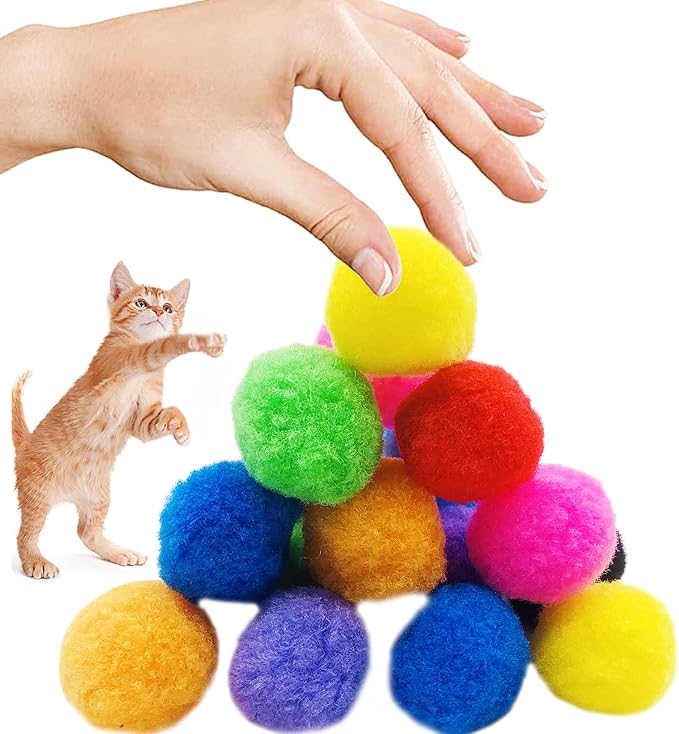 PET SHOW 50pcs 1.5"/3.8cm Cat Toy Balls Soft Kitten Pompon Toys Indoor Cats - Image 6