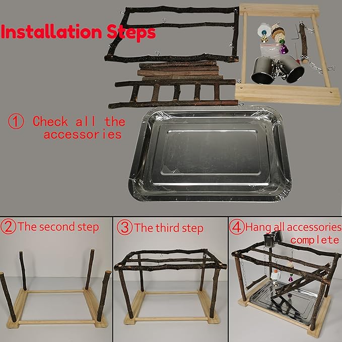 Tfwadmx Parrots Playstand Bird Play Gym Cockatiel Playground Wood Perch Stand - Image 7