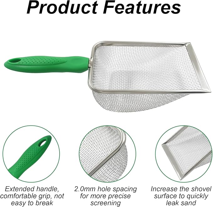 Murtenze Stainless Steel Cat Litter Scoop, Non-Stick Coated Metal Fine Sand - Image 4