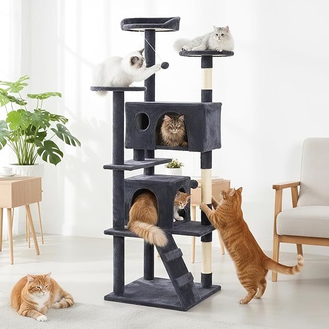 DUMOS 70-inch Indoor Cat Tree Tower –Multi-Level Pet House - Image 7
