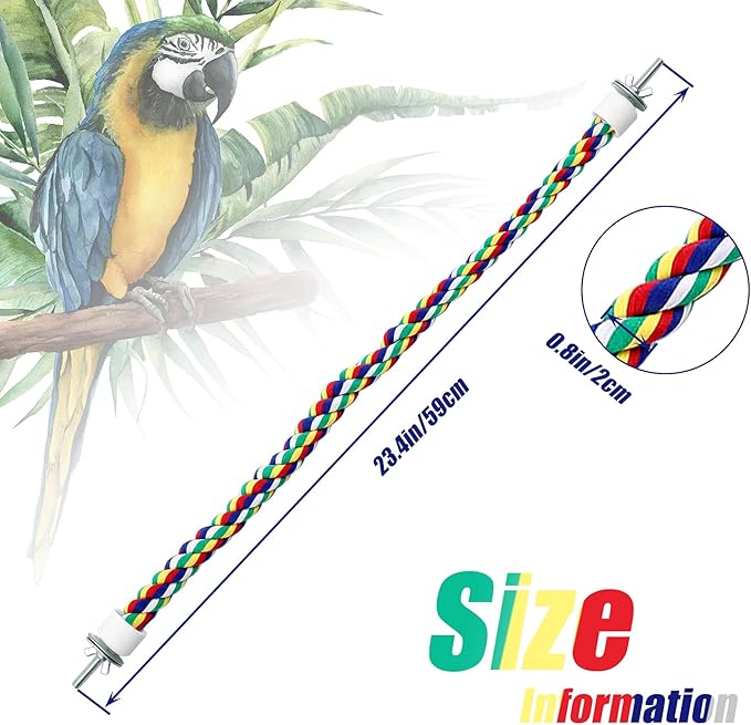 Weewooday 2 Pcs Bird Rope Perches Climbing Rope Bird Cage Accessories - Image 2
