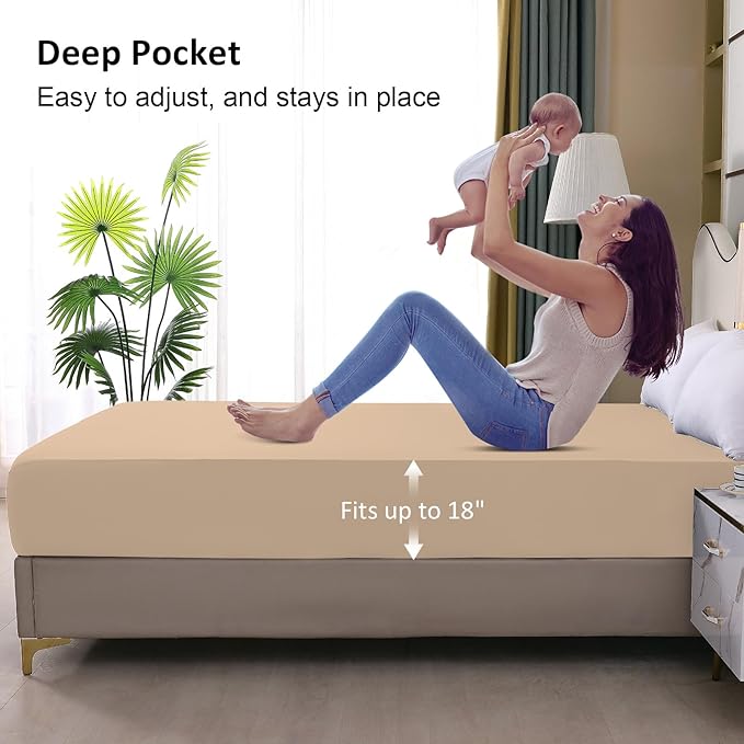 ohano Waterproof Mattress Protector Full, Fitted Sheet Style Breathable - Image 4