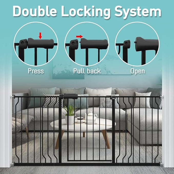 WAOWAO Baby Gate 71.65-76.38" Extra Wide Pressure Mounted Walk Through Swing - Image 4