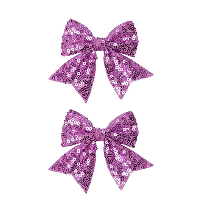 3-inch Sequined Bow Hair Clips For Baby Girls, Kids and Young Women Birthday by Koolgil