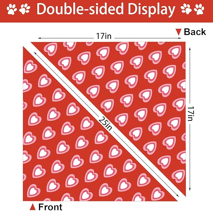 Valentine's Day Dog Bandana, 2 Pack Adjustable Holiday Party Birthday Pets - Image 4
