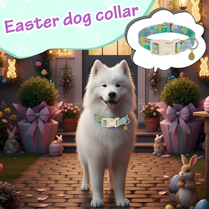 Easter Dog Collar for Large Dogs, Adjustable Green Large Dog Collar - Image 3