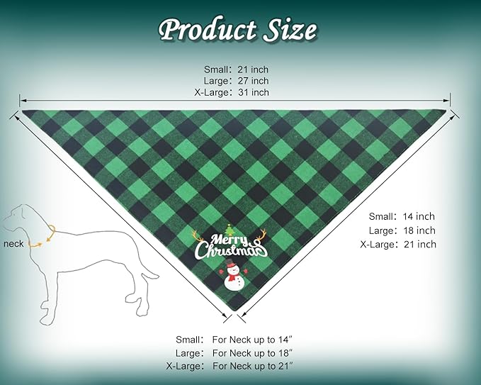 Christmas Dog Bandanas Classic Plaid Triangle Holiday Scarf - Image 2