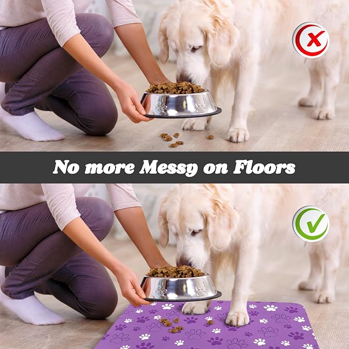 Dog Food Mat, Absorbent Water Bowl Mats Cat Pet Feeding Placemats 16 * 24 inch - Image 5