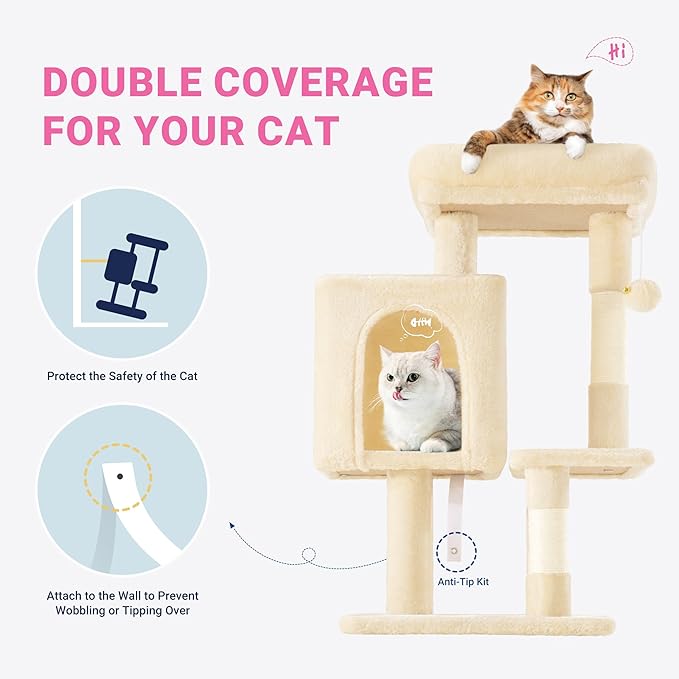 Allewie 29 Inches Cat Tree Tower/Plush Perches Platform/Condo/House/Sisal - Image 5