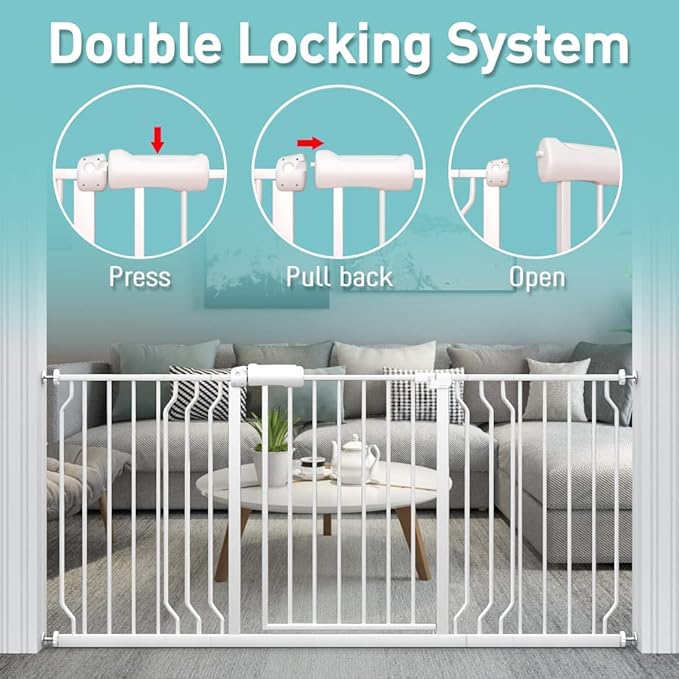 WAOWAO Baby Gate 57.48-62.17" Extra Wide Pressure Mounted Walk Through Swing - Image 4