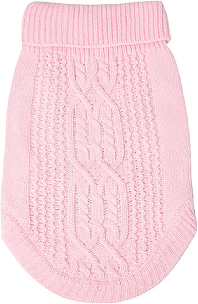 Cat Sweater, Acrylic Turtleneck Sleeveless, Light Pink - Image 4