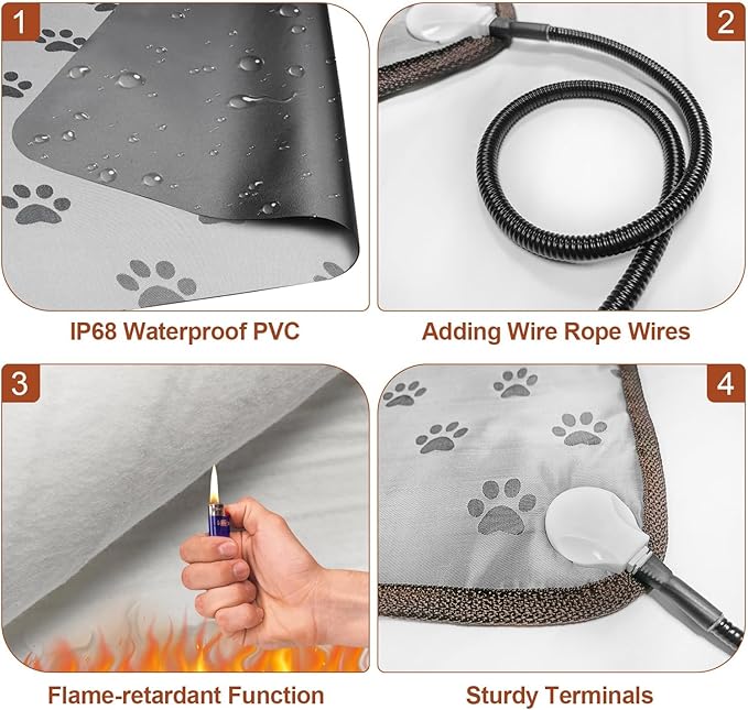 Cat Heating Pad 18x18 in with Smart Thermostat Switch and Power Line Protection - Image 5