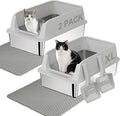 TENTIZON 2 Pack Large Stainless Steel Cat Litter Boxes, Open Top Metal Kitty by TENTIZON