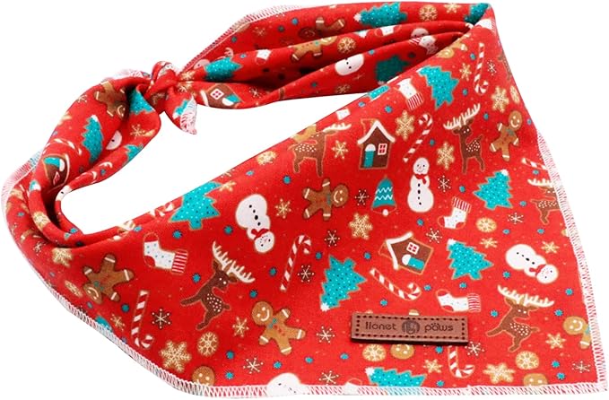 Lionet Paws Christmas Dog Bandana Washable Cotton Handkerchief Scarf Triangle - Image 5