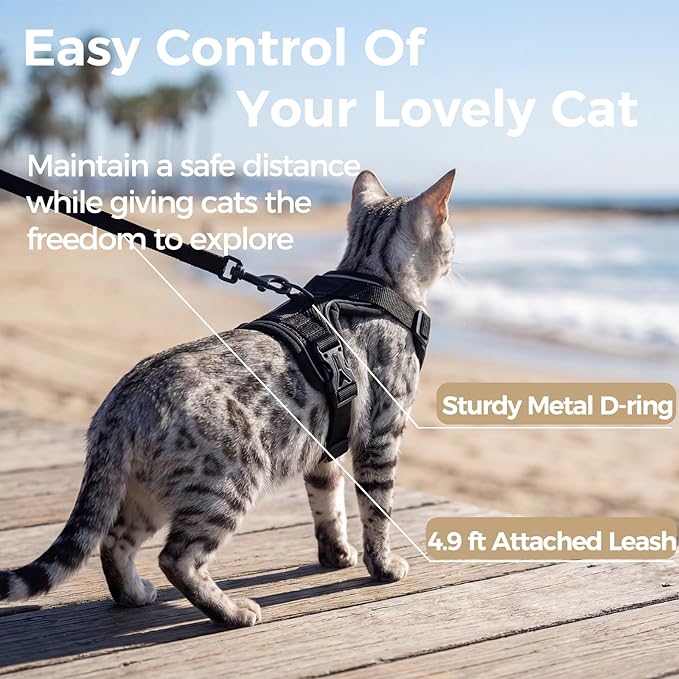 Cat Harness and Leash Set Escape Proof Tactical Small Kitten Harness Emotional - Image 5