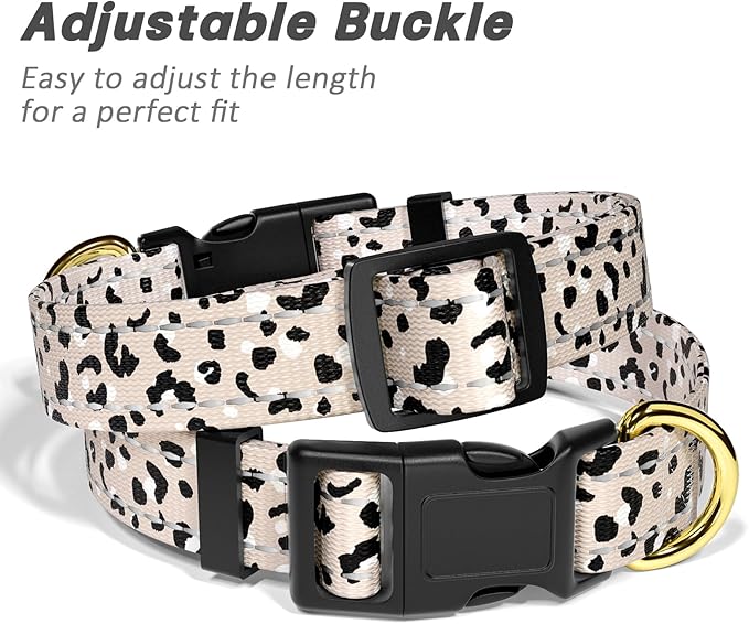 Reflective Dog Collar for Large Dogs, Cute Leopard Style Adjustable Heavy-Duty - Image 6