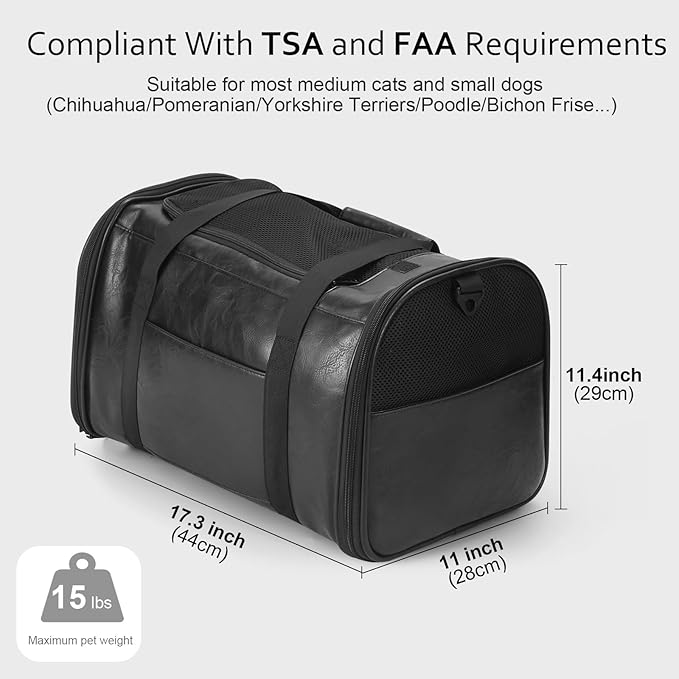 Fashion Leather Dog Carrier Cat Carrier Airline Approved Pet Carrier - Image 2