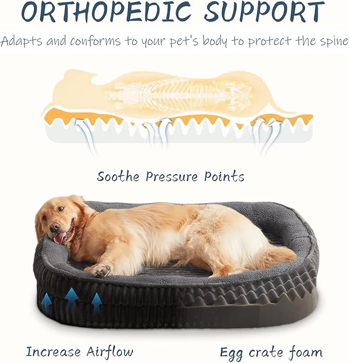 Orthopedic Dog Bed for Small Dogs Breeds, High Density Egg Crate Foam Dog Sofa - Image 2