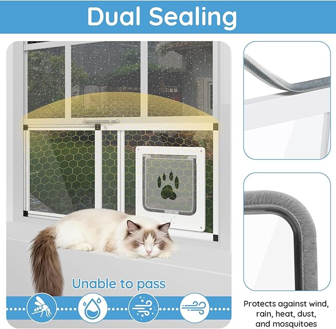 Sliding Cat Door for Window, Fits 37"-45" Width Window, 2-Min Install | - Image 6