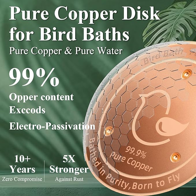 Bird Bath Copper Disk, 4.2" Large Surface Area, Covers 20% More Water Than - Image 3