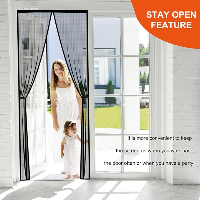 Fiberglass Magnetic Screen Door Fit Door Size 38 x 82 in- Heavy Duty Fiberglass - Image 3