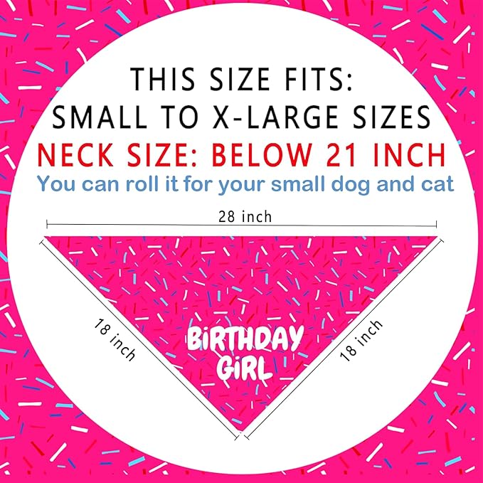 Birthday Girl Dog Bandanas 1 Pack, Pet Scarves HBD Bandanas - Image 3