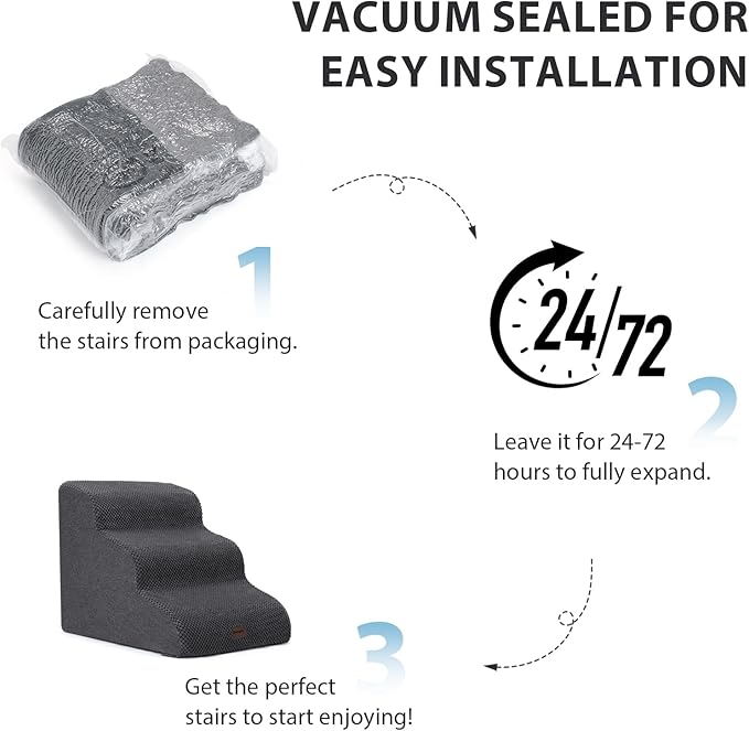Dog Stairs for Couch Sofa and Chair, 3-Step Dog Steps for Small Dogs and Cats - Image 6