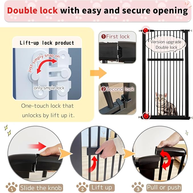 Lumizone Extra Tall Pet Gate 55.12" High Pressure Mounted 63.39"-67.90" Extra - Image 8