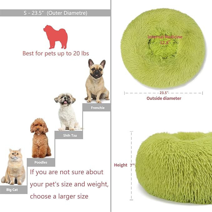 Calming Donut Dogs Beds for Small Dogs Washable, 23inch Plush Round Pet Bed for - Image 5