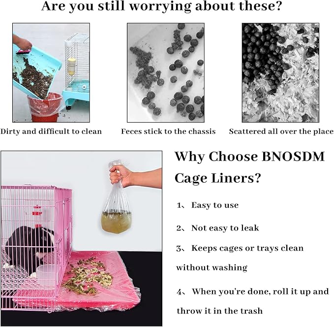 BNOSDM 100 PCS Disposable Rabbit Cage Liner Plastic Guinea Pig Cage Bedding - Image 6