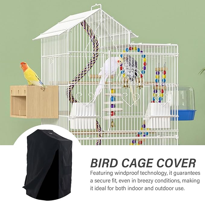 Bird Cage Cover Foldable Waterproof Black Bird Cage Cover Windproof Washable - Image 2