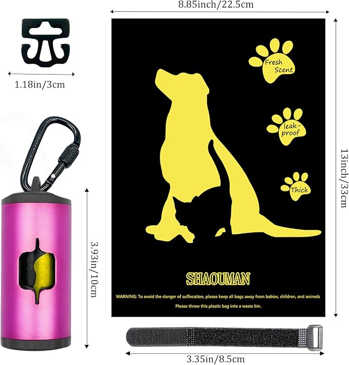 Metal Dog Poop Bag Holder w/Leash Clip|Durable Scratch-Resistant Aluminum|15 - Image 4