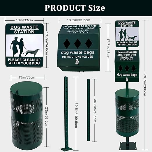 Dog Waste Station, 12 Gallons Pet Waste Bin, Outdoor Dog Waste Disposal System - Image 3