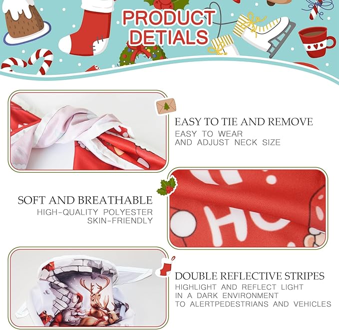 Christmas Dog Bandanas, Reflective Dog Bandana - Image 3