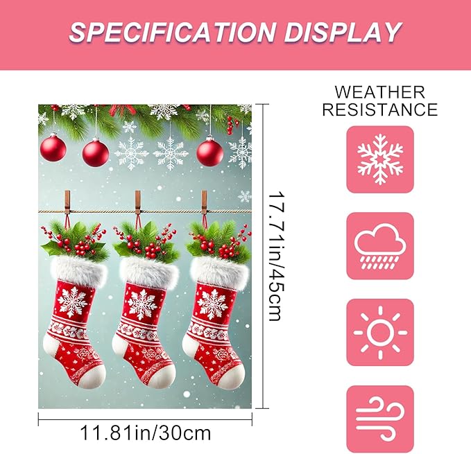 Christmas Garden Flag Three Stockings Winter Garden Flag 12x18 Inch Double - Image 3
