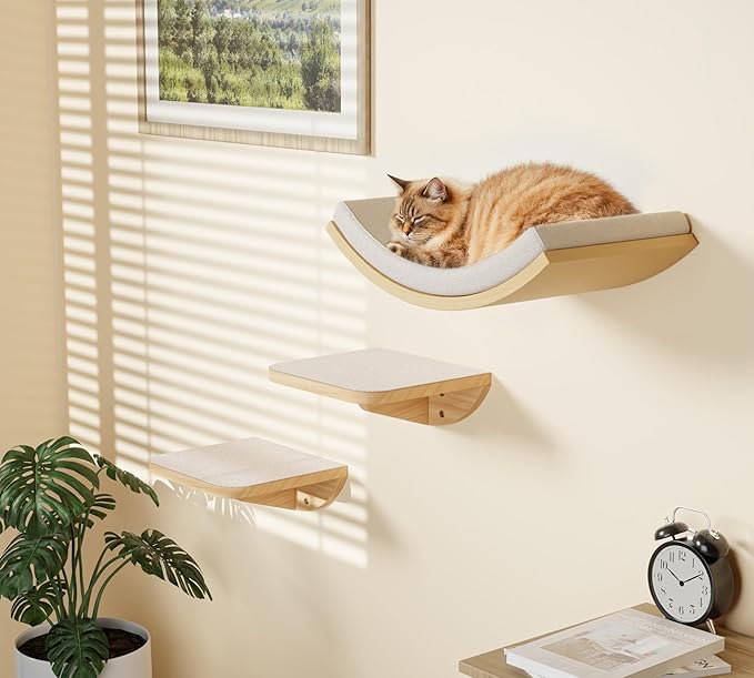 Wall Mounted Cat Steps 2 Pack – Square Wood Cats Shelves - Image 3