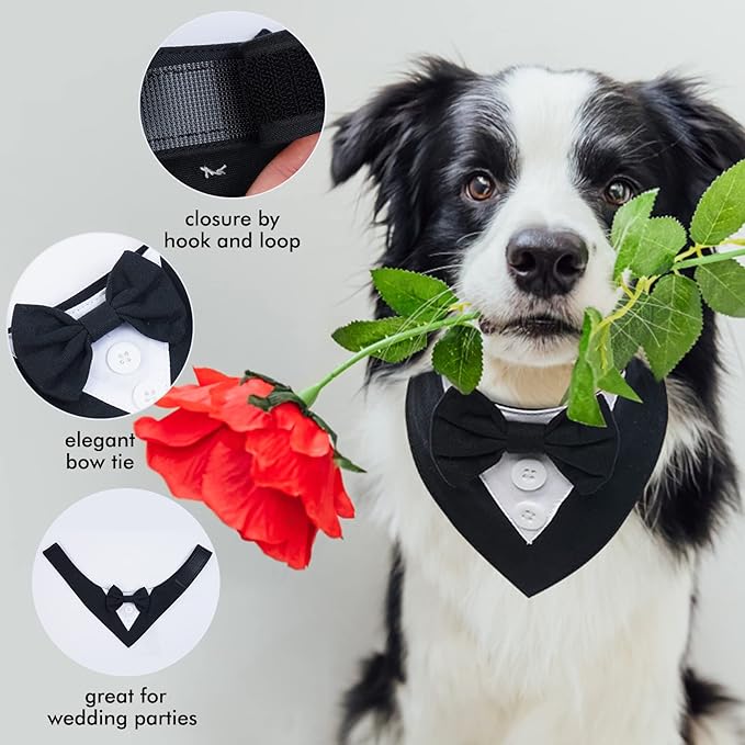 FUAMEY Dog Tuxedo for Medium Dogs, Dog Formal Suit Dogs Attire Pet Bow Tie - Image 5