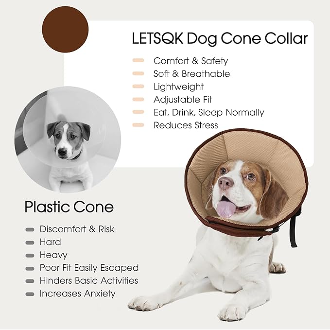 Dog Cone for Large Dogs After Surgery, Adjustable Soft Recovery Cone Collar for - Image 7