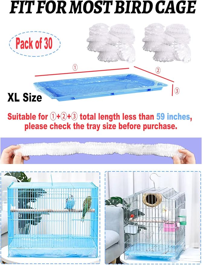 Large Disposable Bird Cage Tray Liners，34'' X 22'' Plastic Parakeet Cage Liner - Image 8