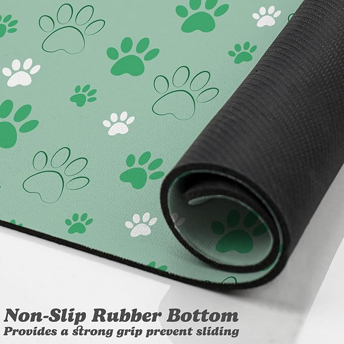Dog Food Mat, Absorbent Water Bowl Mats Cat Pet Feeding Placemats Green 16 * 24 - Image 3
