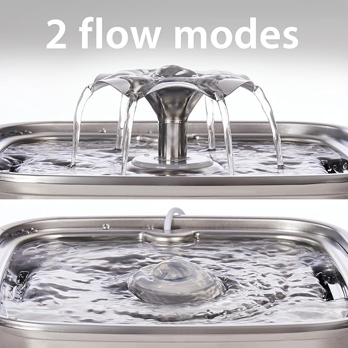 Veken Innovation Award Winner Stainless Steel Cat Water Fountain, 108oz/3.2L - Image 6