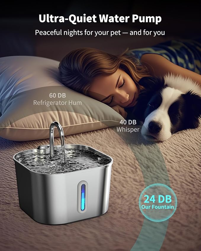 Cat Water Fountain Stainless Steel, 74oz/2.2L Cat Fountain - Image 5