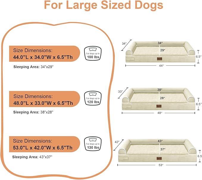 Large Dog Bed Orthopedic Washable: Jumbo Dog Bed Bolster Extra Large Dogs Egg - Image 6