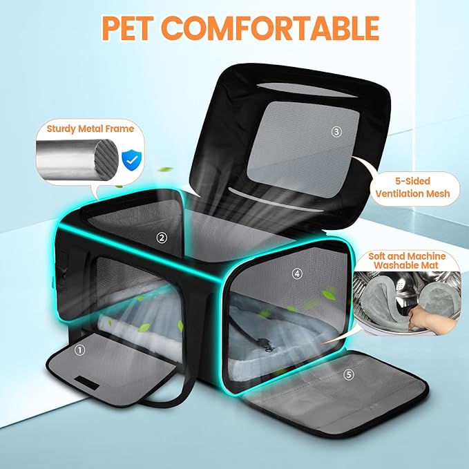 Petskd Top-Expandable Pet Carrier 19x13x9 Inches Southwest Allegiant Airlines - Image 6