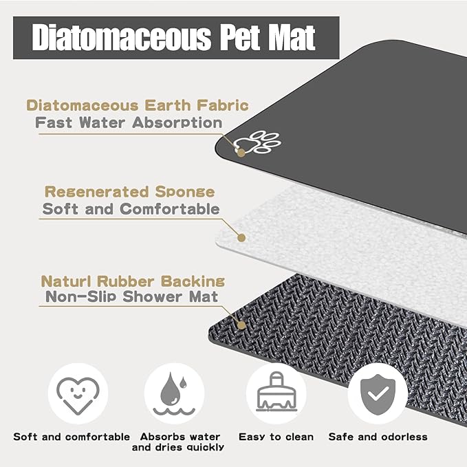 Large Pet Feeding Mat, Non Skid Cat Bowl Mat, No Stains Quick Dry - Image 7