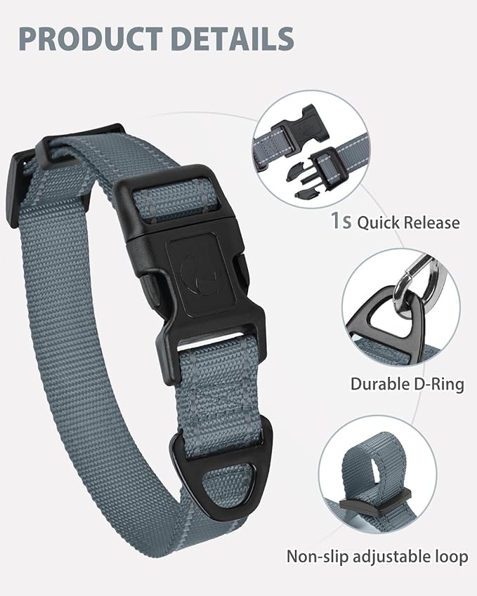 Joytale Large Dog Collar, Reflective and Adjustable Nylon Pet Collar - Image 4