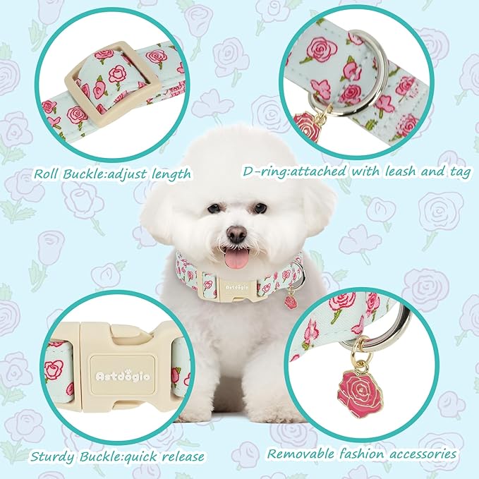 Dog Collar for Extra Small Dogs, Spring &Summer Theme Blue Small Dog Collars - Image 2