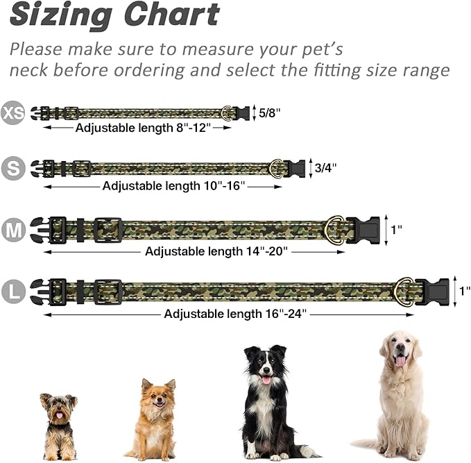 MOODEL Reflective Dog Collar for Medium Dogs, Cute Camouflage Adjustable - Image 7