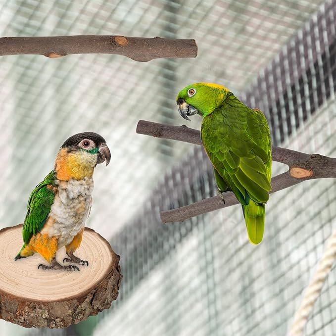 18 PCS Bird Perches Stand Toy, Natural Wood Parrot Perch Stand Bird Cage - Image 5