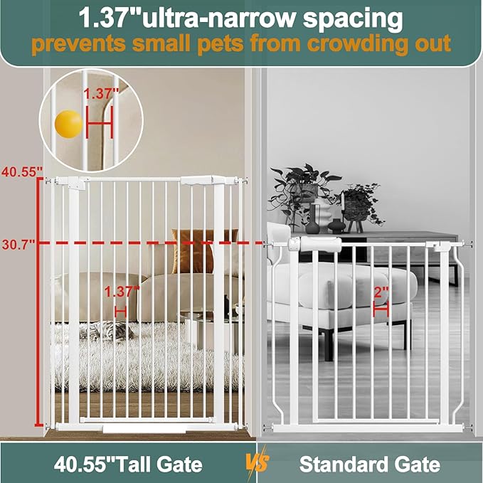 40.55" Tall, 61.61-69.48 Inch Wide, 1.37" Ultra Narrow Spacing Dog Pet Baby - Image 2